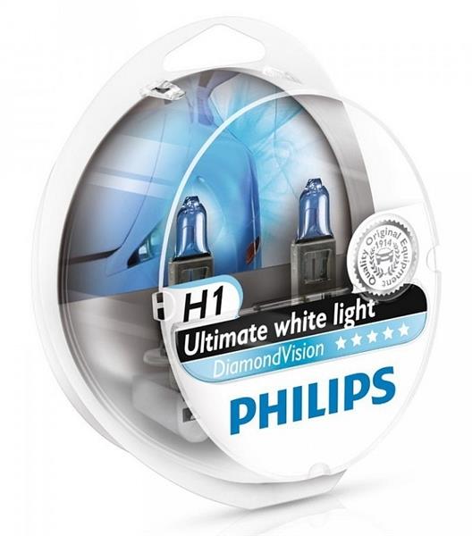 Автолампа галогенова 55W H1 12V 55W 5000K P14,5S / DIAMONDVISION - ЯСКРАВЕ БІЛЕ СВІТЛО З Б PHILIPS (12258DVS2) Philips фото 2