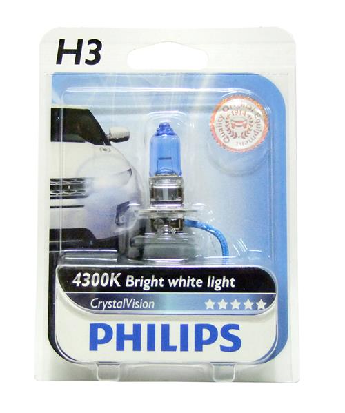 Автолампа галогенова 55W H3 12V 55W PK22S / CRISTALVISION - З КОЛБОЮ БЛАКИТНОГО КОЛЬОРУ / PHILIPS (12336CVB1) Philips фото 2