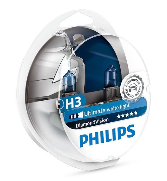 Автолампа галогенова 55W H3 12V 55W PK22S / DIAMONDVISION - ЯСКРАВЕ БІЛЕ СВІТЛО З БЛАКИТНИ PHILIPS (12336DVS2) Philips фото 2