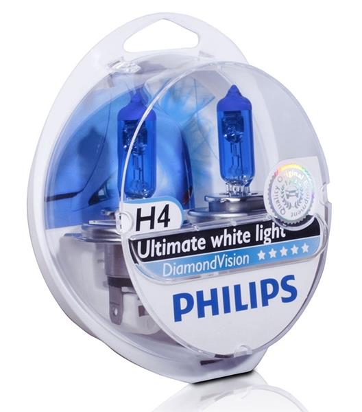 Автолампа галогенова 60/55W H4 12V 60/55W 5000K P43T-38 / DIAMONDVISION - ЯСКРАВЕ БІЛЕ СВІТЛО PHILIPS (12342DVS2) Philips фото 2