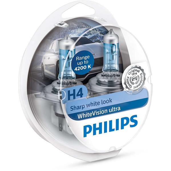 Автолампа галогенова 60/55W H4 12V 60/55W 4200K P43T / WHITE VISION ULTRA - ЕФЕКТ КСЕНОНУ (ЯС PHILIPS (12342WVUSM) Philips фото 2