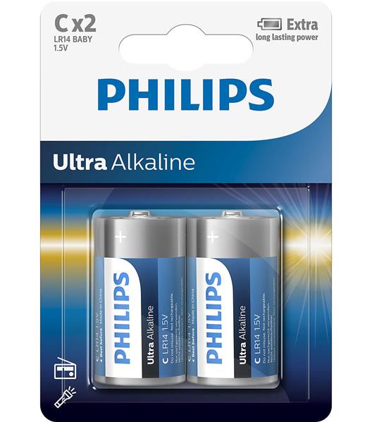 Батарейки LR14 - ULTRA ALKALINE C 1.5V / 2 шт. блістер / кратн. х PHILIPS (LR14E2B/10) Philips фото 2