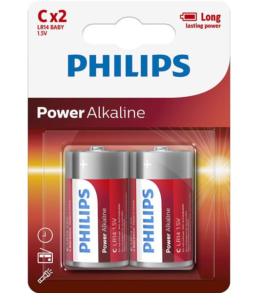 Батарейки LR14 - POWER ALKALINE C 1.5V / 2 шт. блістер / кратн. х PHILIPS (LR14P2B/10) Philips фото 2