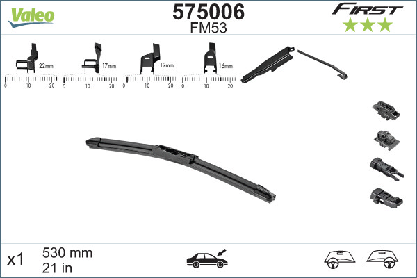 Щітка склоочисника (530mm) VW Caddy II/T4 (безкаркасна) (з к-ктом кріплений) Valeo фото 11