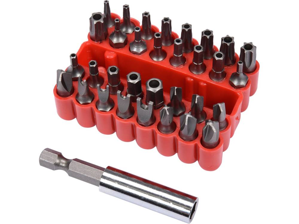 Набір спеціальних біт, 33 пр. TORX з отвором, HEX з отвором, трик VOREL (66330) Vorel фото 2