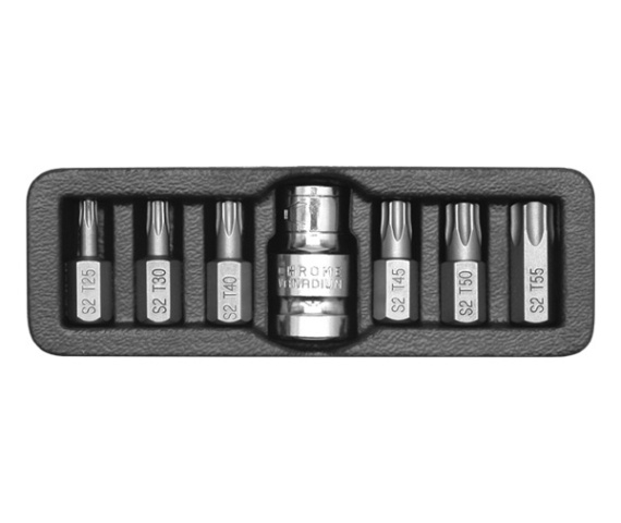Набір біт TORX, довжина 30 мм із перехідником квадрат 1/2", 7 шт., YATO (YT-0410) Yato фото 2