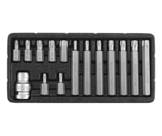 Набір біт TORX SECURITY з перехідником квадрат 1/2", 15 шт., ТТ20 YATO (YT-0417) Yato фото 2