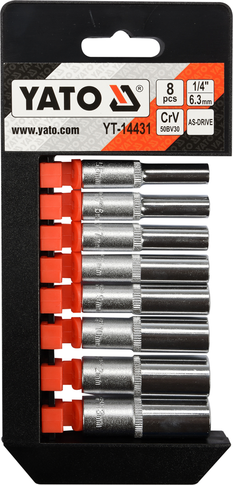 Набір торцевих головок 1/4" високих, розмірів 5.5, 6, 7, 8, 9, 10, YATO (YT-14431) Yato фото 2