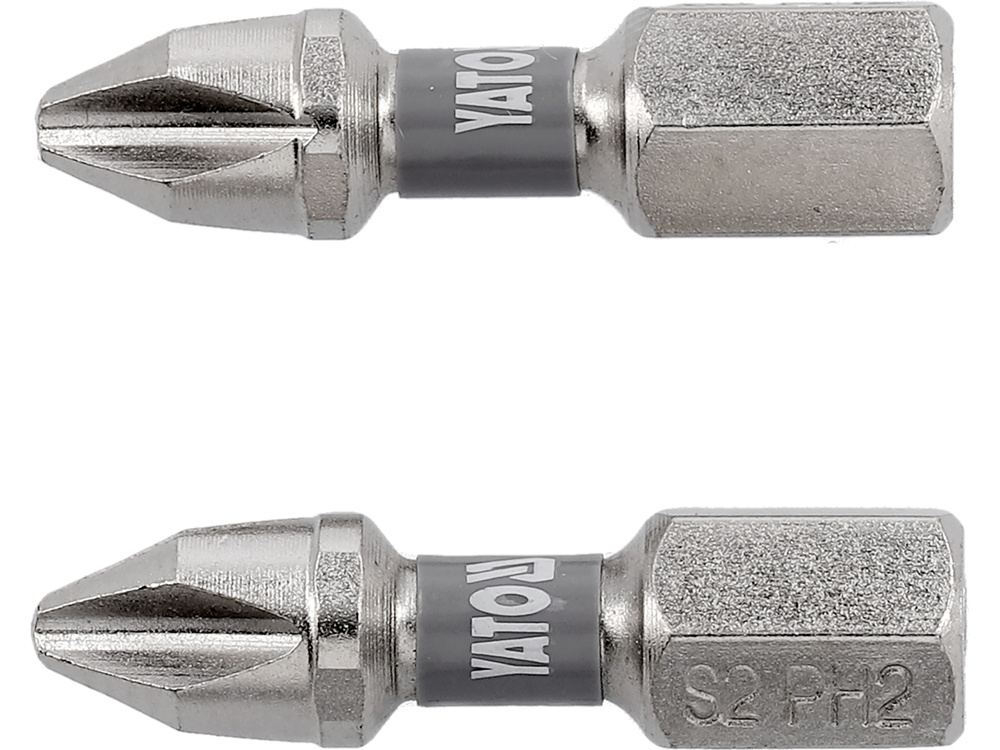 Біта 1/4"Х25 мм, PH2, 2ШТ, сталь S2; нікельована YATO (YT-78001) Yato фото 2