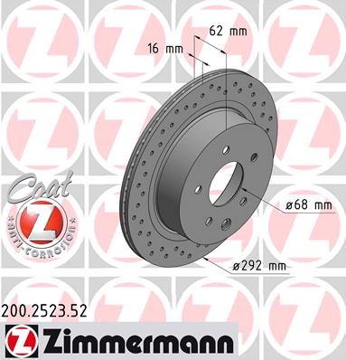 Диск гальмівний SPORT Z NISSAN LEAF (ZE0) 2010.11- ZIMMERMANN (200.2523.52) Zimmermann фото 2