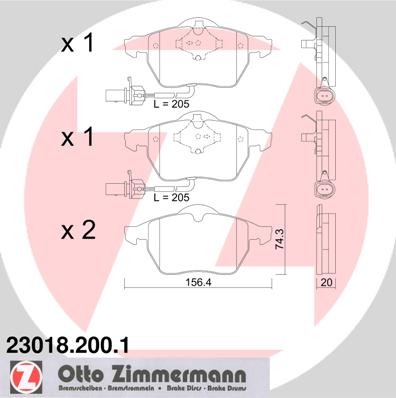 Колодки гальмівні дискові SKODA SUPERB I (3U4) 1.8 2001.12-2008.03 ZIMMERMANN (23018.200.1) Zimmermann фото 2