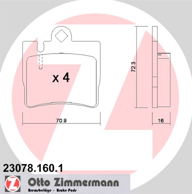 Колодки гальмівні дискові MB S-CLASS (W220) 3.2 1998.09-2005.08 ZIMMERMANN (23078.160.1) Zimmermann фото 2