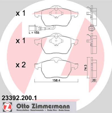 Колодки гальмівні дискові VW GOLF IV (1J1) 1.4 1997.08-2008.04 ZIMMERMANN (23392.200.1) Zimmermann фото 2