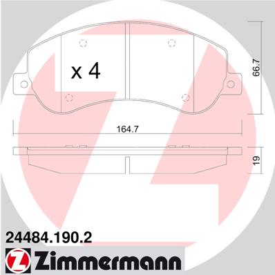 Колодки гальмівні дискові VW AMAROK (2HA, 2HB, S1B, S6B, S7A, S7B) 2.0 2010.09-2022.05 ZIMMERMANN (24484.190.2) Zimmermann фото 2