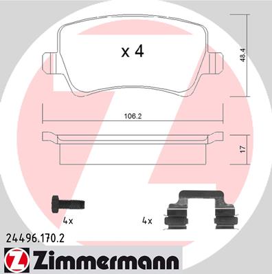 Колодки гальмівні дискові VOLVO XC70 II (136) 2.4 2007.04-2016.12 ZIMMERMANN (24496.170.2) Zimmermann фото 2