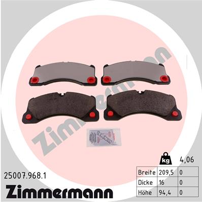 Колодки гальмівні дискові СЕРІЯ RD:Z PORSCHE MACAN (95B) 2.0 2014.02- ZIMMERMANN (25007.968.1) Zimmermann фото 2