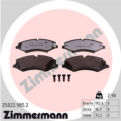 Колодки гальмівні дискові СЕРІЯ RD:Z LAND ROVER RANGE ROVER SPORT I (L320) 3.6 2005.02-2013 ZIMMERMANN (25022.985.2) Zimmermann фото 2