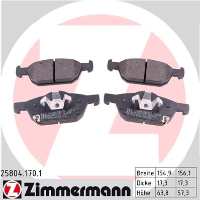 Колодки гальмівні дискові HONDA CIVIC IX ЛІФТБЕК (FB) 1.8 2011.09-2016.12 ZIMMERMANN (25804.170.1) Zimmermann фото 2