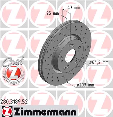 Диск гальмівний SPORT Z HONDA CIVIC IX ЛІФТБЕК (FB) 1.8 2011.09-2016.12 ZIMMERMANN (280.3189.52) Zimmermann фото 2
