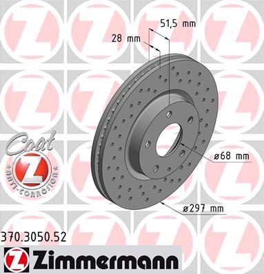 Диск тормозной SPORT Z MAZDA 6 ЛИФТБЭК (GJ, GL) 2.5 2012.12- ZIMMERMANN (370.3050.52) Zimmermann фото 2