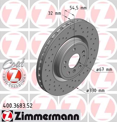 Диск гальмівний SPORT Z MB M-CLASS (W166) 3.0 2011.06-2015.12 ZIMMERMANN (400.3683.52) Zimmermann фото 2
