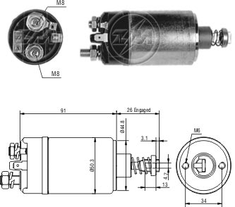 Реле втягувального стартера 234857 BR ZM (ZM527) ZM фото 2