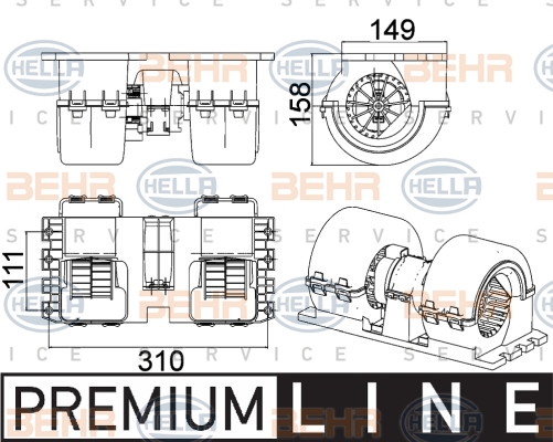 Мотори пічки HL 8EW 351 043-091 для DAF 85 CF FTG 85 CF 430