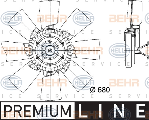 Вентилятори, дифузори HL 8MV 376 728-391 для SCANIA P,G,R,T - series G 270, P 270