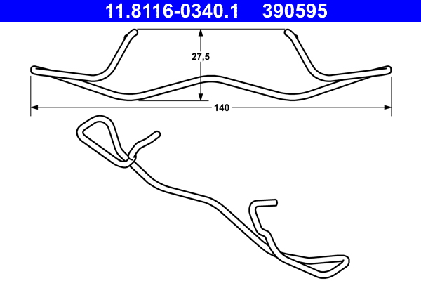 Монтажний к-кт гальмівних колодок 1 ШТ MAZDA 3 ЛІФТБЕК (BK) 1.6 1999.09-2009.12 ATE (11-8116-0340-1-02) ATE фото 2