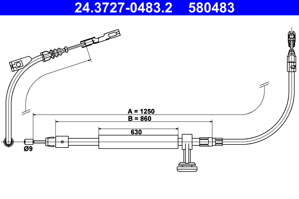 Трос ручного гальма MERCEDES-BENZ E-CLASS (W212) E 220 BLUETEC 4-MATIC (212.011) 2.2 ATE (24-3727-0483-2-02) ATE фото 2
