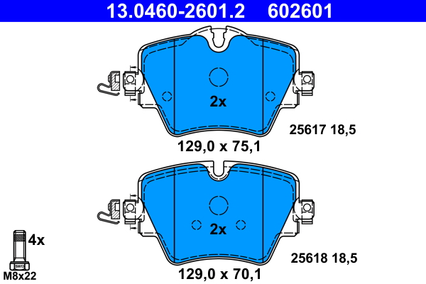 Колодки гальмівні дискові (комплект 4 шт) BMW X3 (G01, F97) 2 2017.07- ATE (13-0460-2601-2-02) ATE фото 2