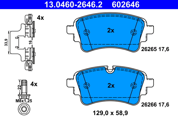 Колодки гальмівні дискові (комплект 4 шт) AUDI A6 C8 (4A2) 3.0 2018.02- ATE (13-0460-2646-2-02) ATE фото 2