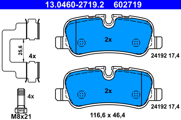 Колодки гальмівні дискові LAND ROVER RANGE ROVER III (L322) 4.2 2002.03-2012.12 ATE (13-0460-2719-2-02) ATE фото 2
