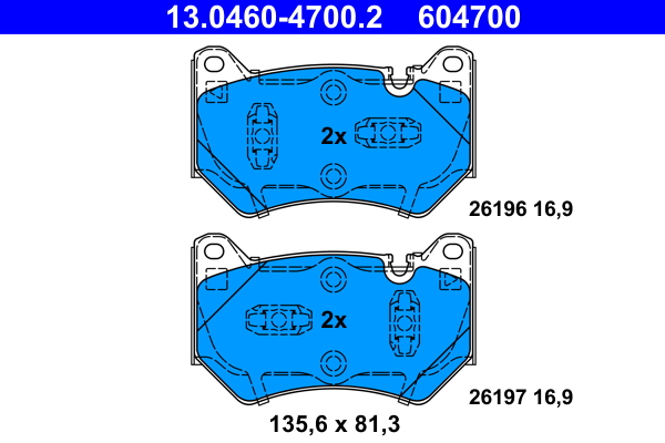 Колодки гальмівні дискові (комплект 4 шт) AUDI Q5 (FYB, FYG) 2.0 2016.05- ATE (13-0460-4700-2-02) ATE фото 2