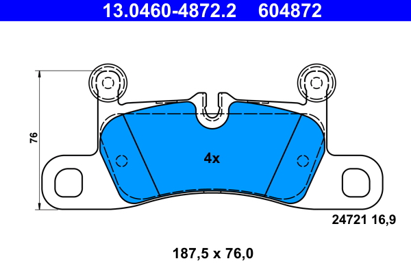 Колодки гальмівні дискові VW TOUAREG (7P5, 7P6) 3.0 2010.01-2018.12 ATE (13-0460-4872-2-02) ATE фото 2