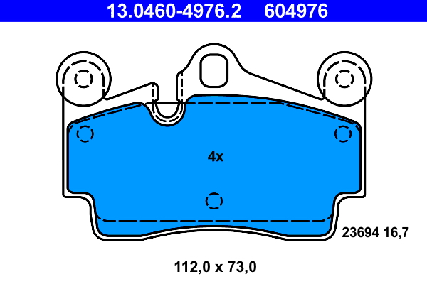 Колодки гальмівні дискові VW TOUAREG (7LA, 7L6, 7L7) 3.0 2002.10-2013.01 ATE (13-0460-4976-2-02) ATE фото 2
