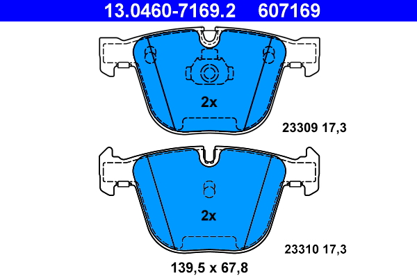 Колодки гальмівні дискові BMW X5 (F15, F85) 3.0 2013.08-2018.07 ATE (13-0460-7169-2-02) ATE фото 2