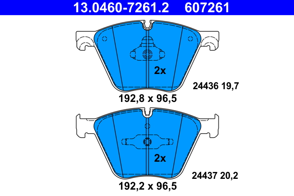 Колодки гальмівні дискові (комплект 4 шт) BMW X5 (E70) 3.0 2006.02-2013.07 ATE (13-0460-7261-2-02) ATE фото 2