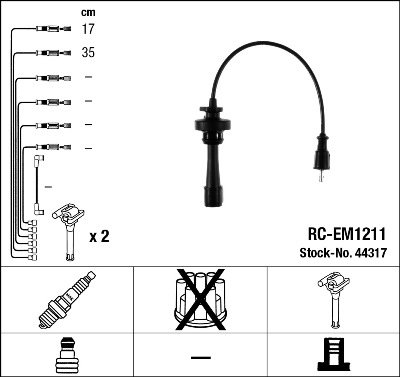 Проводи запалювання Mitsubishi Lancer 2.0 92-13/Outlander 2.0 03-06 (RC-EM1211) NGK фото 7