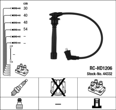 Комплект кабелів високовольтних №44332 HYUNDAI ACCENT III ЛІФТБЕК (MC) 1.4 2005.11-2012.12 NGK NGK фото 2