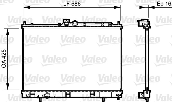Радиатор охлаждения MITSUBISHI OUTLANDER I (CU_W) 2.0 4WD (CU2W) 2001.03 - 2008.07 VALEO (735201) Valeo фото 2