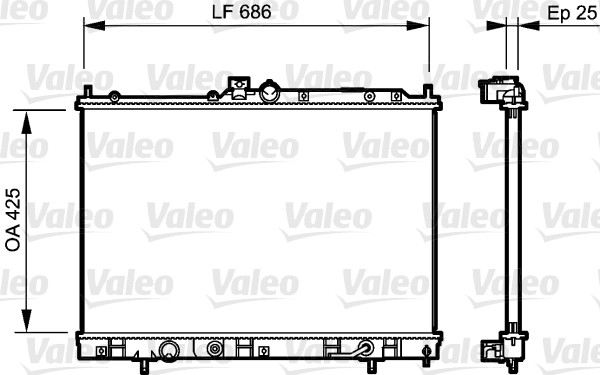 Радіатор охолодження MITSUBISHI OUTLANDER I (CU_W) 2.4 4WD (CU5W) 2001.03 — 2008.07 VALEO (735202) Valeo фото 2