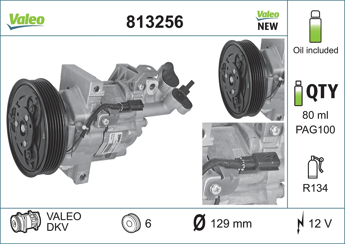 Компресор кондиціонера Valeo RENAULT LOGAN/STEPWAY II (L8_) 1.5 DCI 2012.09 — (813256) Valeo фото 2