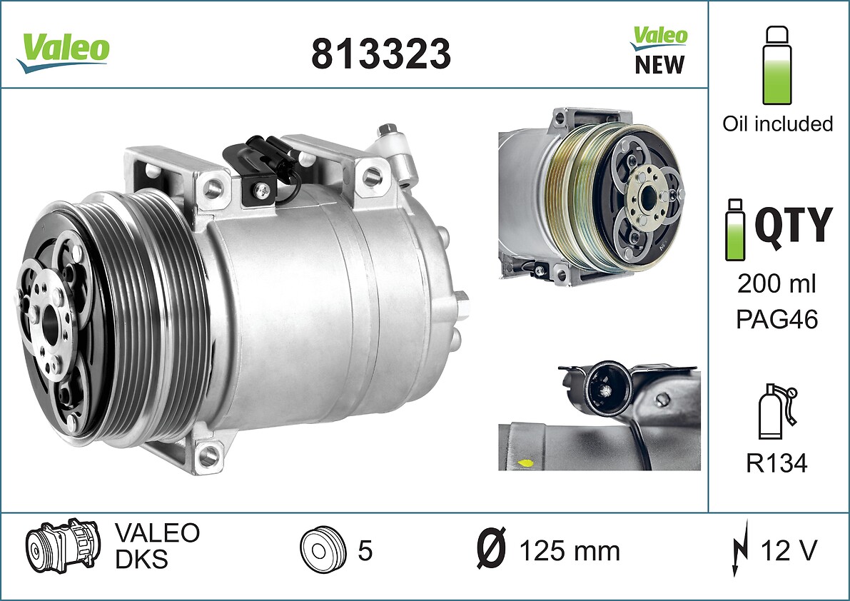 Компресор кондиціонера Valeo "FORD: FOCUS (2004>) 1.4I, 1.6TDCI, 1.6TI-VCT, 1.6I, 1.8TDCI, 1.8TDCI, 1.8 (813323) Valeo фото 2