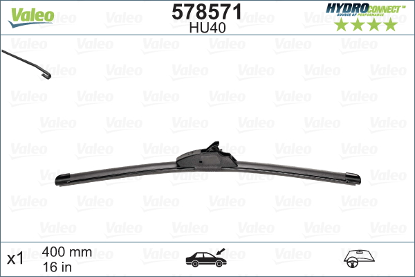 Щітка склоочисника БАСКАРКАСНИЙ HYDROCONNECT UPGRADE/400 MM/HU40 VALEO (578571) Valeo фото 2