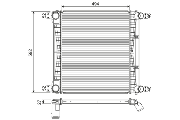 Радіатор наддуву RANGE ROVER III (LM) (02-) 3.6 TD| RANGE ROVER SPORT (L320) (05-) VALEO (822917) Valeo фото 2