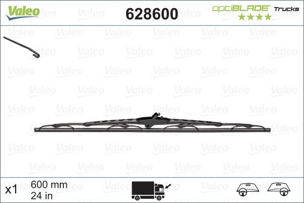 Щітка склоочисника КАРКАСНИЙ OPTIBLADE/600 MM VALEO (628600) Valeo фото 2