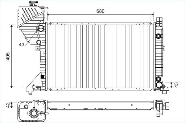 Радіатор охолодження MERCEDES-BENZ SPRINTER 4-T ФУРГОН (B904) 2.7 2000.04 - 2006.05 41 VALEO (701163) Valeo фото 2