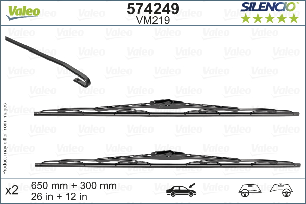 Щітка склоочисника К-Т КАРКАСНИЙ SILENCIO®/650/280 MM/VM219/LHD/NISSAN NOTE VALEO (574249) Valeo фото 2