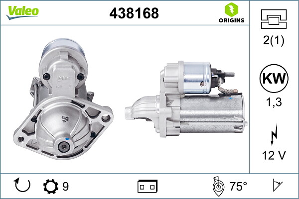 Стартер Fiat Doblo/Panda/Punto/Fiorino 1.3 D 05-/Opel Combo/Corsa 1.3 D 05- (12V/1.3 kw) (z=9) Valeo фото 10